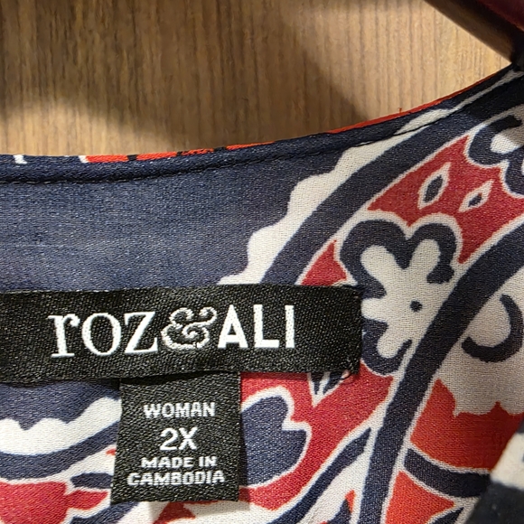 Roz & Ali Red and Navy Paisley Midi Dress - Picture 6 of 6